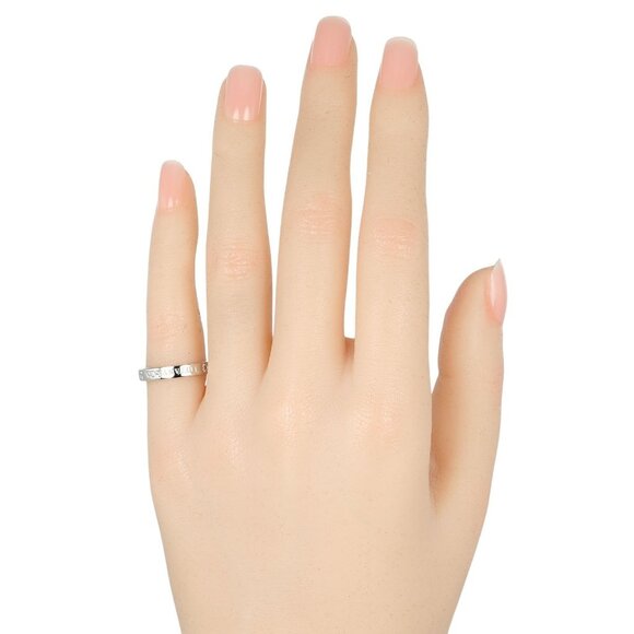 TIFFANY&Co. Flat band Ring Pt950Platinum/3P Diamond #3.7(US Size) 4.86g Women - Picture 1 of 13